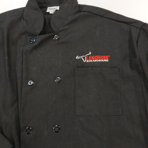Longhorn Steakhouse Black Chef Coat Jacket Cook Employee Uniform Work 2XL NEW - Picture 6 of 7